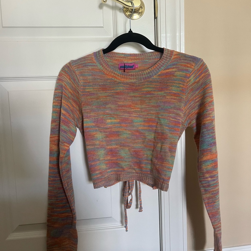 Edikted Rainbow Knit Cropped Sweater